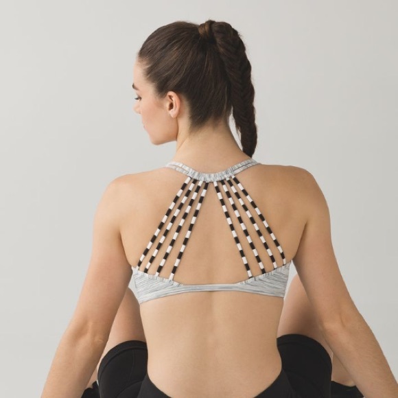 Lululemon Lighten Up Bra SpaceDye Camo WhiteSilver Spoon/Apex Stripe Black White - Picture 5 of 9